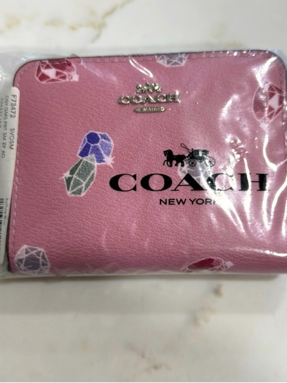 COACH x Snow White and The Seven Dwarfs Pink Printed Leather Zip Wallet